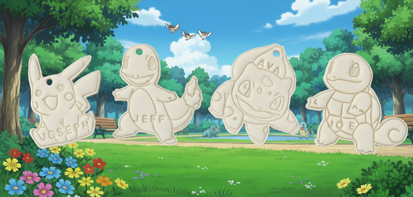 Custom Pokémon Salt Dough Ornaments set of 5 or Individual Ornaments