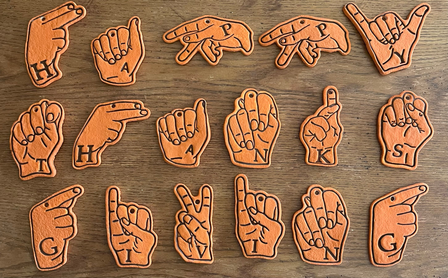 Custom ASL Finger Signs Salt Dough Ornaments and Wall Hangings