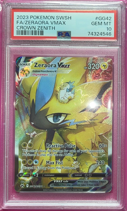 Zeraora VMAZ GG42/GG70 Crown Zenith Galarian Gallery Ultra Rare PSA 10 GEM MINT