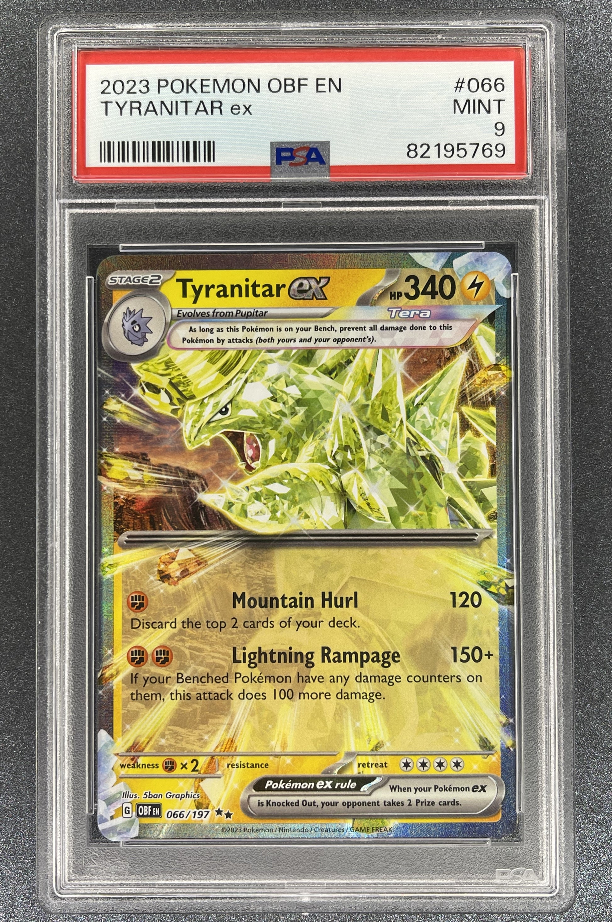 Tyranitar EX 066/197 Scarlet & Violet Obsidian Flames PSA 9 MINT AARC Hobbies Tyranitar EX 066/197 Scarlet & Violet Obsidian Flames PSA 9 MINT AARC Hobbies