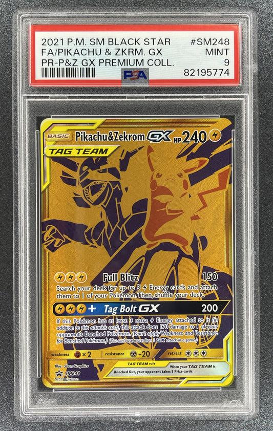 Pikachu & Zekrom GX SM248 Sun & Moon Black Star Promo PSA 9 MINT