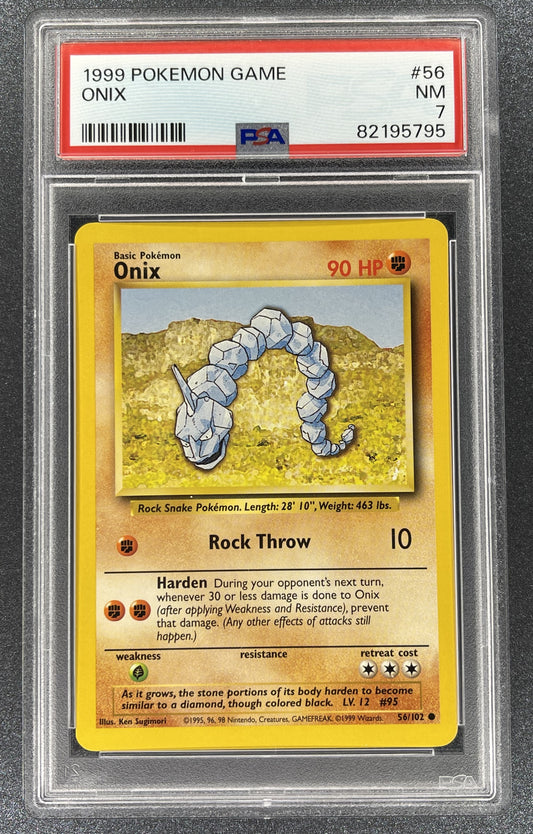 Onix Pokemon TCG Base Set 56/102 Regular PSA 7