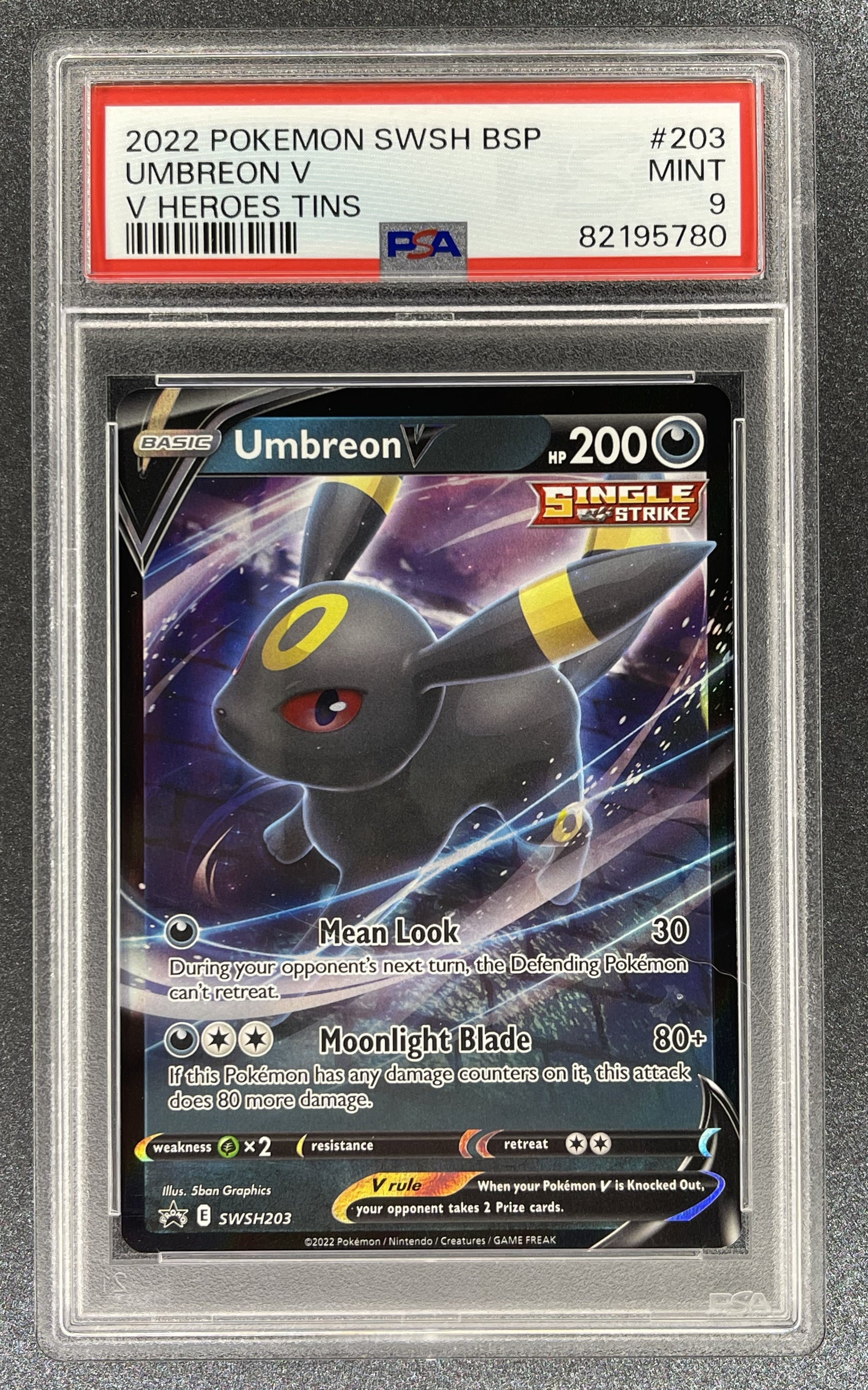 Umbreon V SWSH203 Black Star Promo Heroes PSA 9 MINT – AARC Hobbies