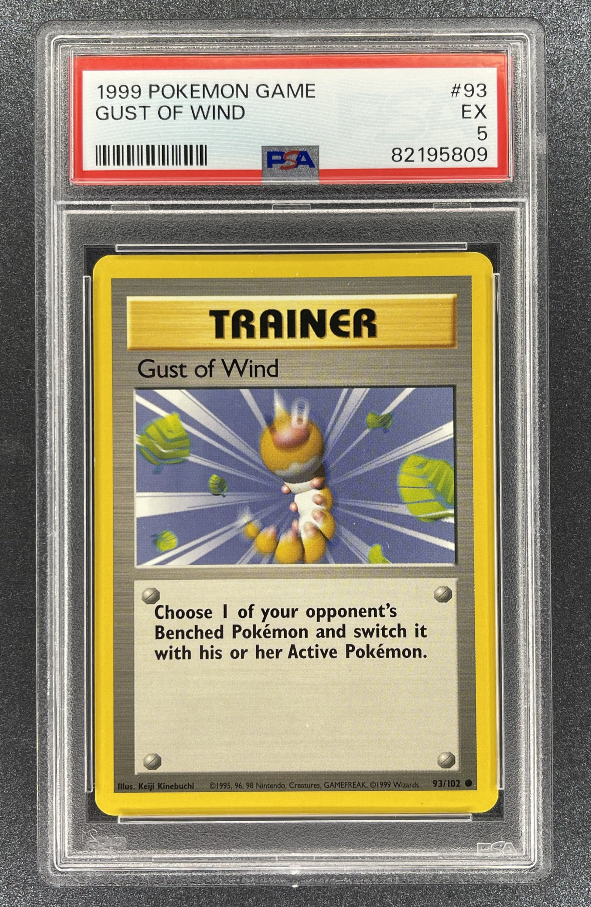 1999 pokemon trainer cards Gust of Wind Trainer Card Pokemon TCG Base Set 93/102 Regular PSA 5 – AARC Hobbies
