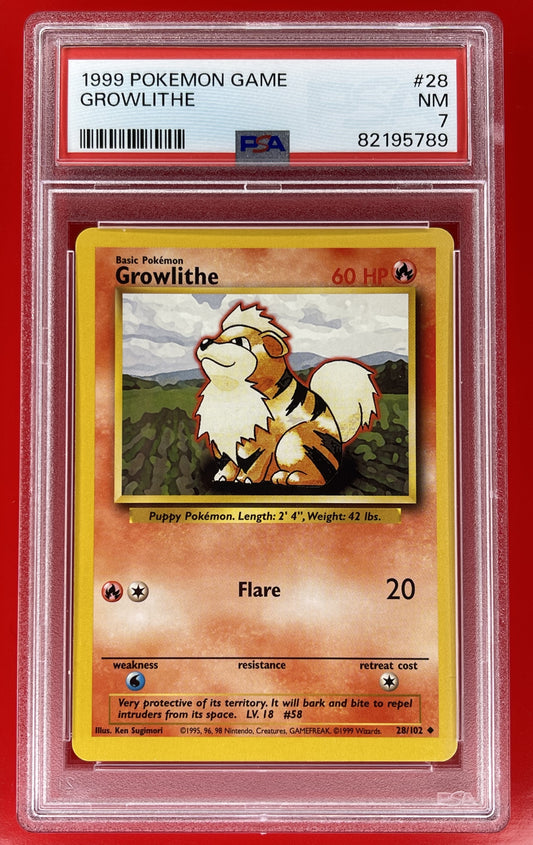 Growlithe 28/102 Pokemon TCG Base Set Regular PSA 7