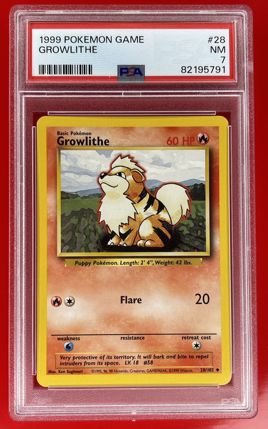 Growlithe 28/102 Pokemon TCG Base Set Regular PSA 7