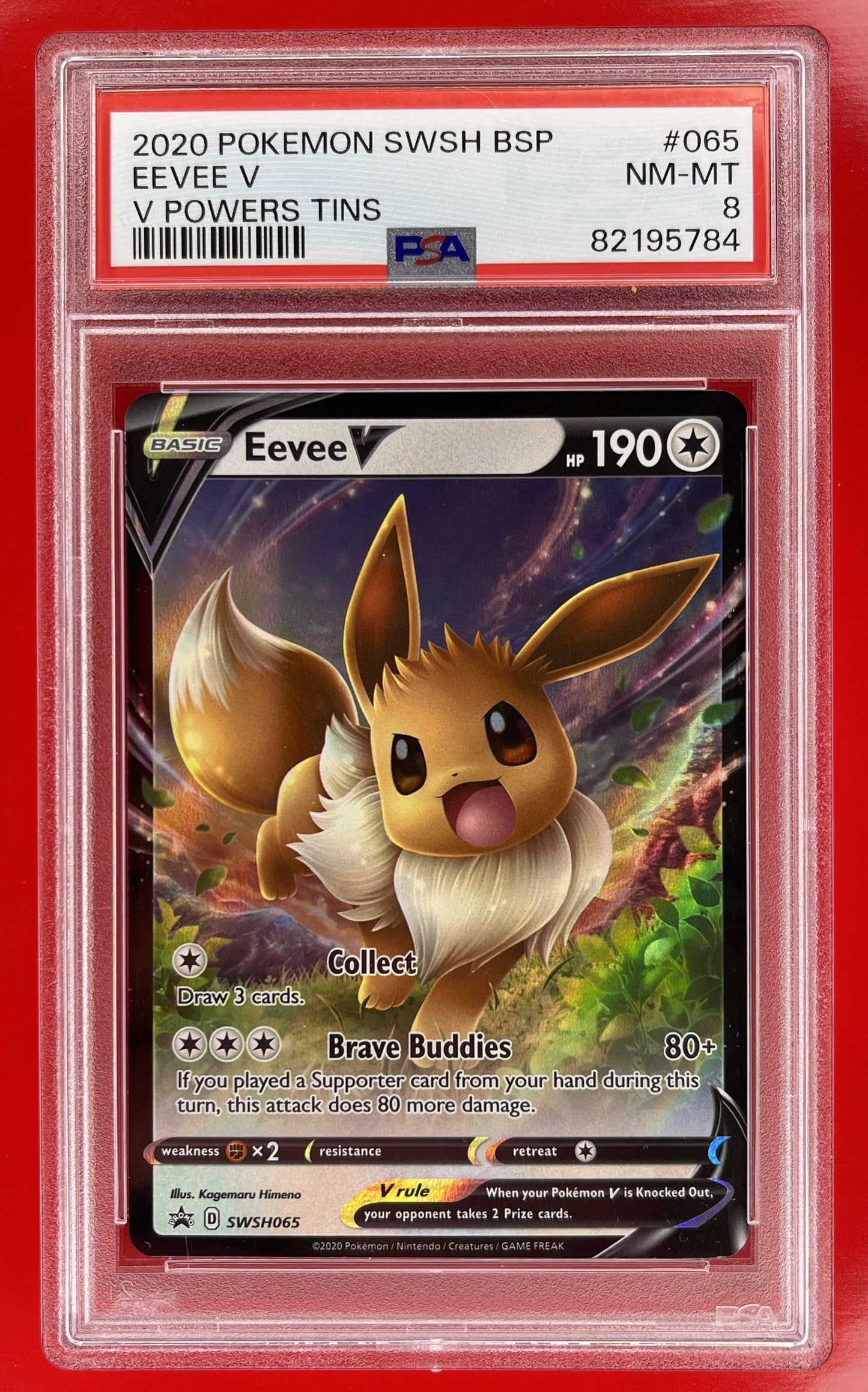 Eevee V SWSH065 PSA 8 Black Star Promo Sword & Shield