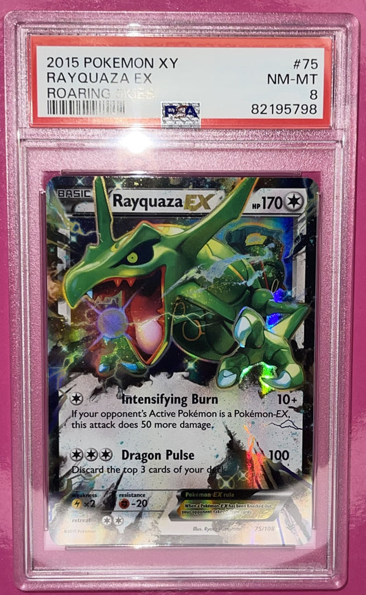 Rayquaza EX 075/108 PSA 8 XY Roaring Skies Ultra Rare