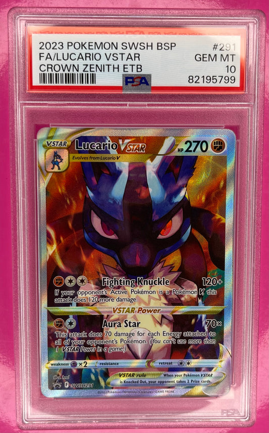 Lucario VSTAR SWSH291 Crown Zenith Black Star Promo PSA 10 GEM MINT