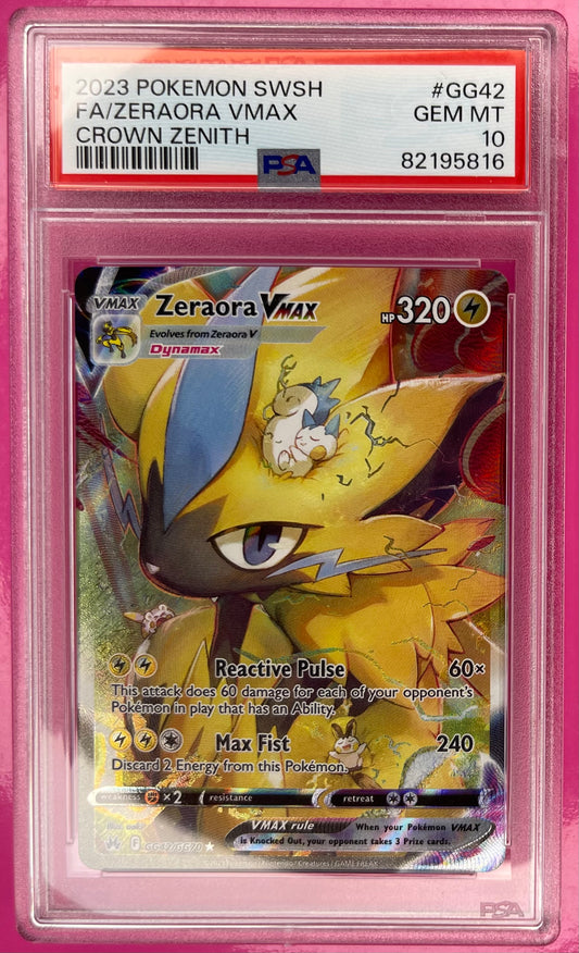 Zeraora VMAZ GG42/GG70 Crown Zenith Galarian Gallery Ultra Rare PSA 10 GEM MINT