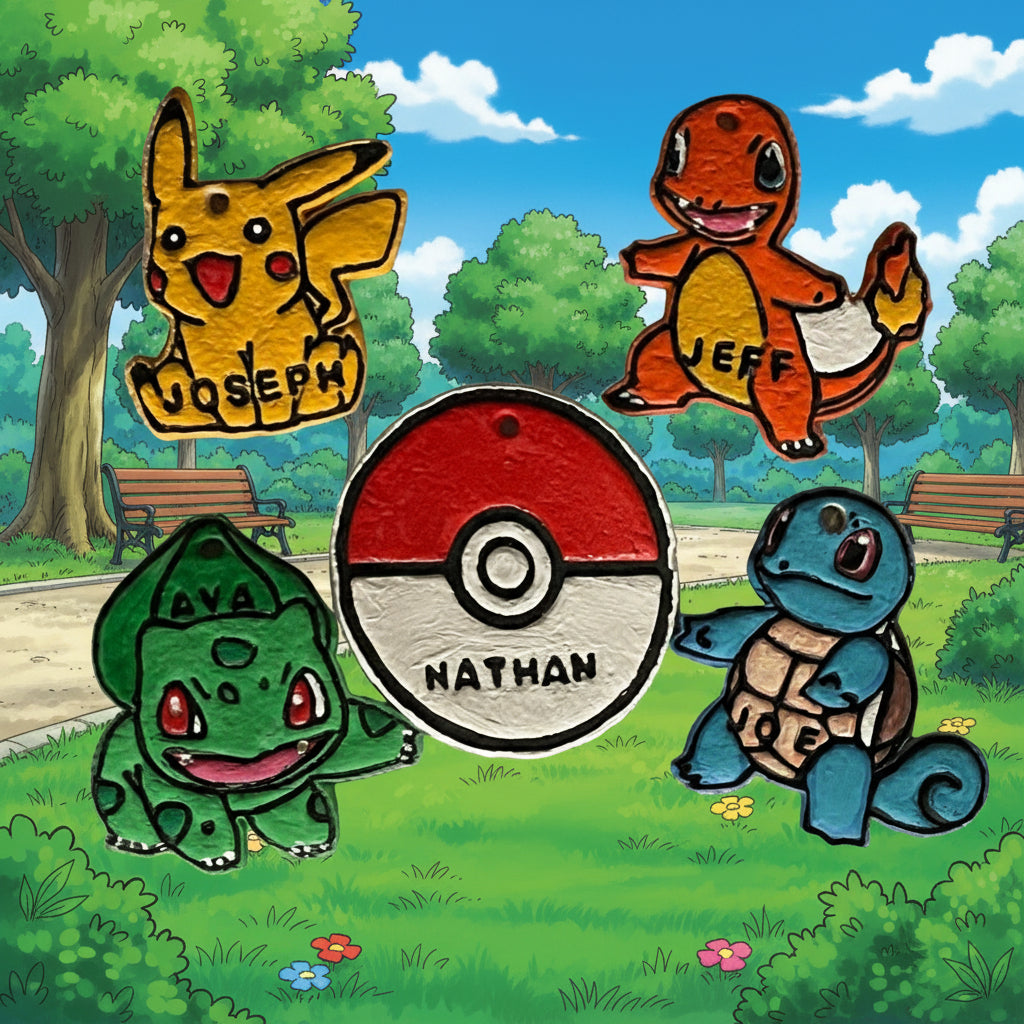 Custom Pokémon Salt Dough Ornaments set of 5 or Individual Ornaments
