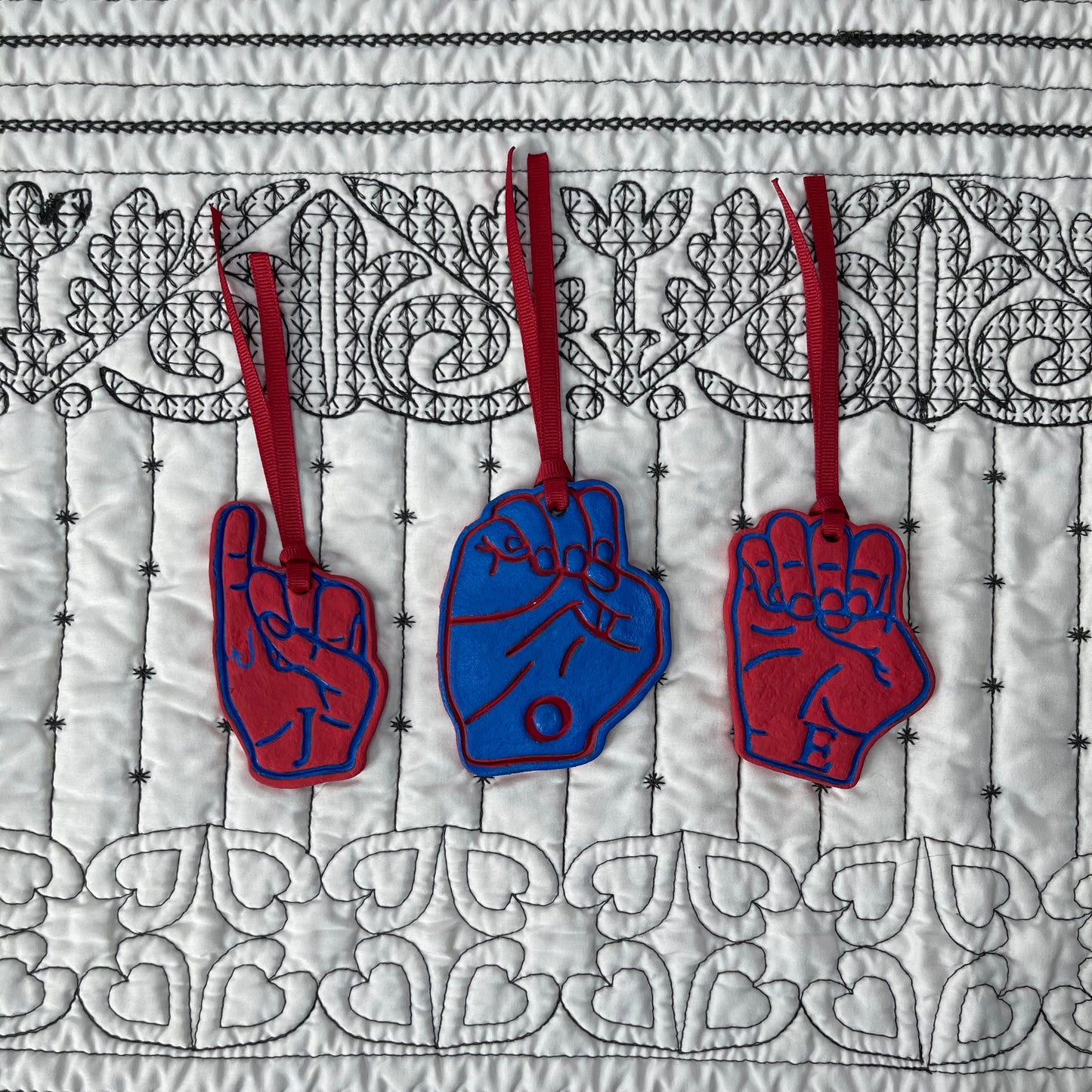 Custom ASL Finger Signs Salt Dough Ornaments and Wall Hangings