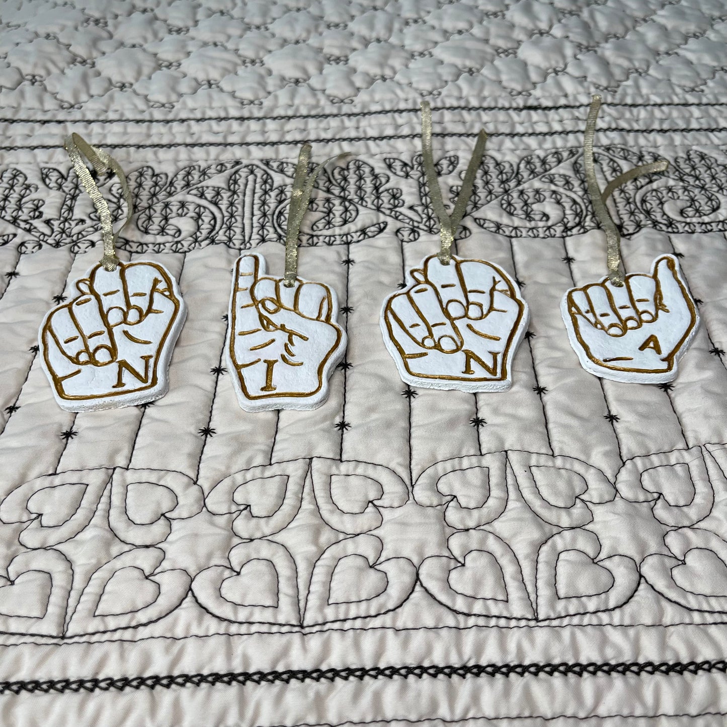 Custom ASL Finger Signs Salt Dough Ornaments and Wall Hangings