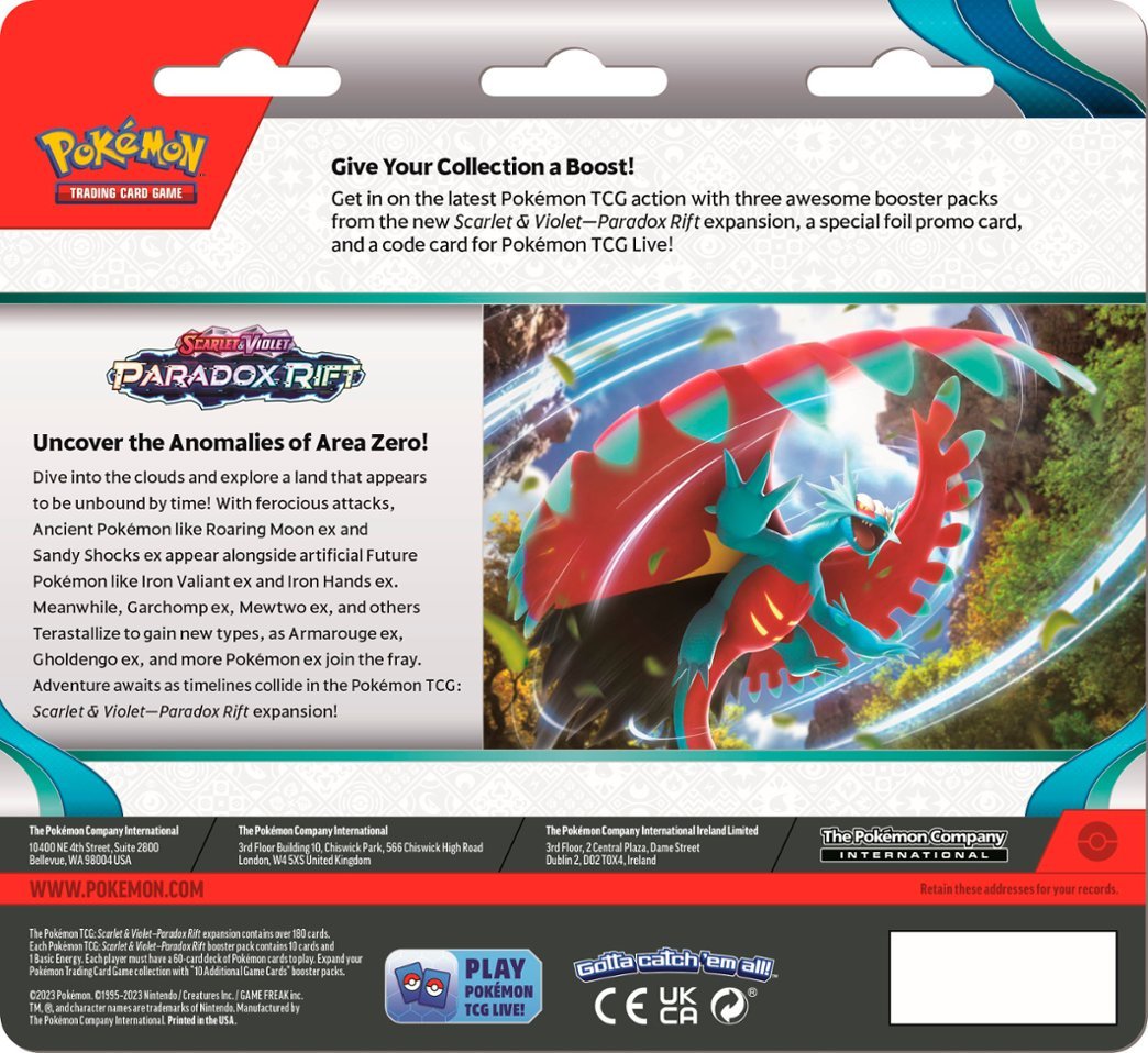 Pokemon Scarlet and Violet Paradox Rift 3-Pack Blister - Styles May Vary